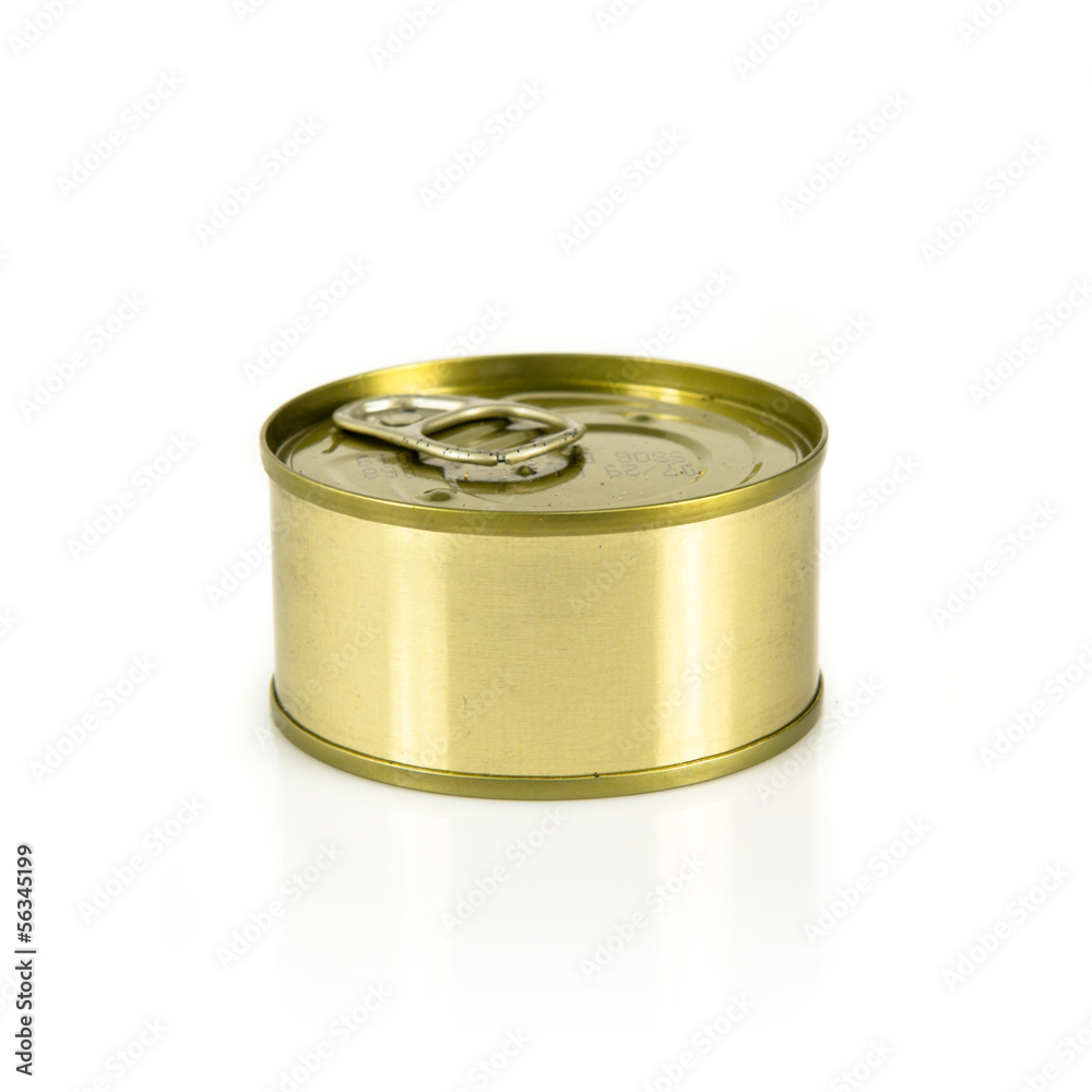 Closed can of tuna isolated over white background Closed can of tuna isolated over white background