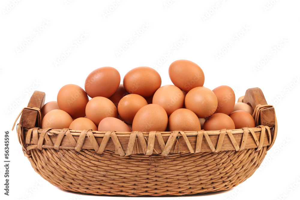 Brown eggs in the basket. Brown eggs in the basket.
