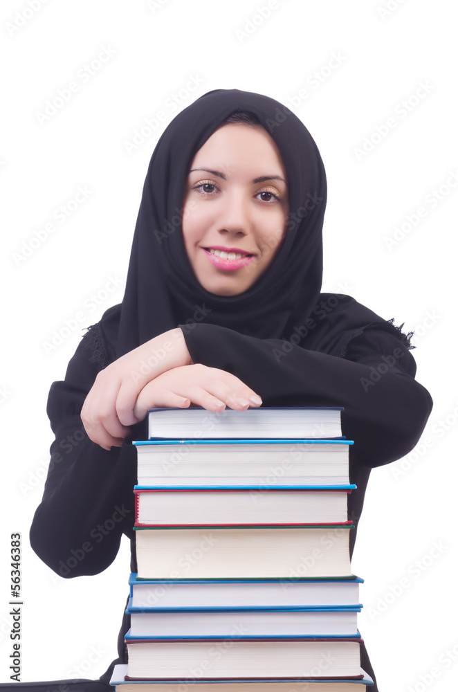 Young muslim female student with books Young muslim female student with books