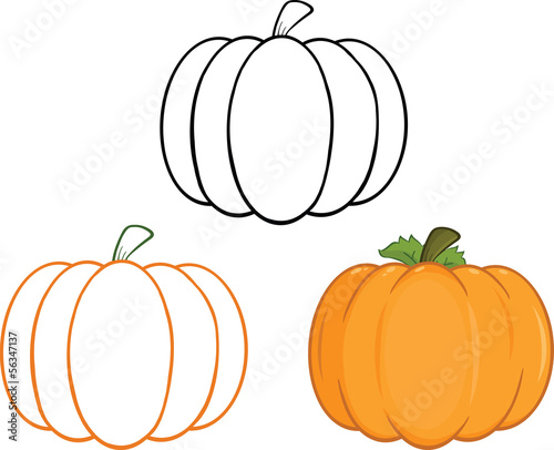 Pumpkins Cartoon Illustrations.Collection Set