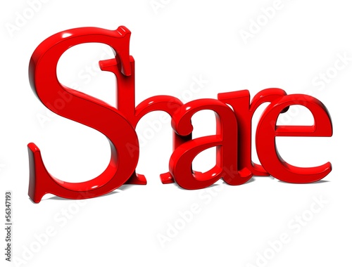 3D Word Share on white background photo