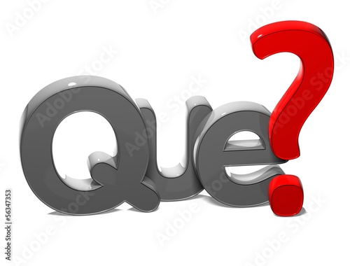 3D Question Word What In Spanish Language on white background photo