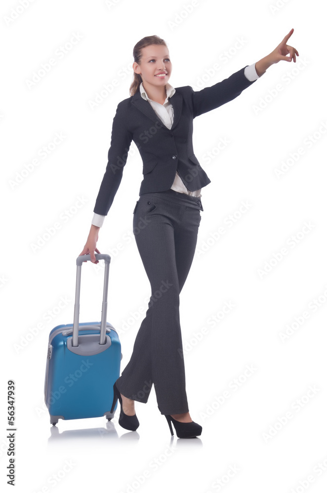Businesswoman travelling isolated on white Businesswoman travelling isolated on white