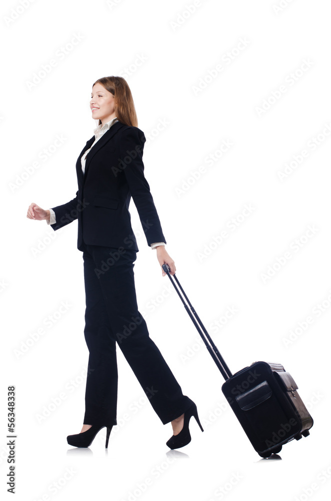 Businesswoman travelling isolated on white Businesswoman travelling isolated on white