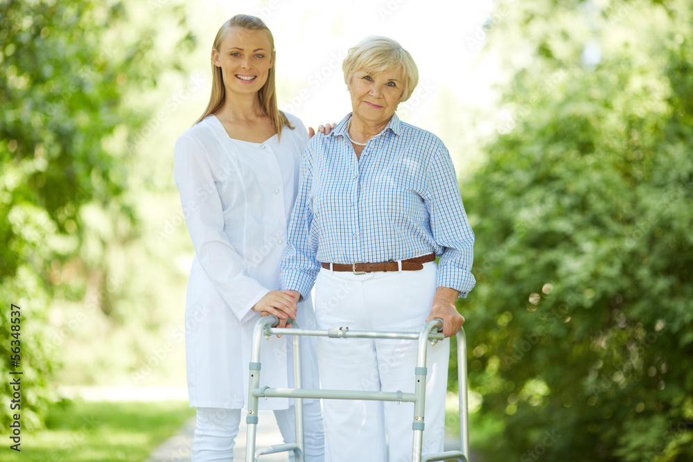 Naklejka premium Carer and senior female