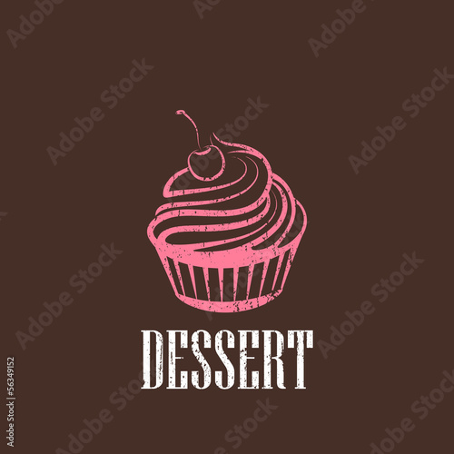vintage illustration with a cupcake