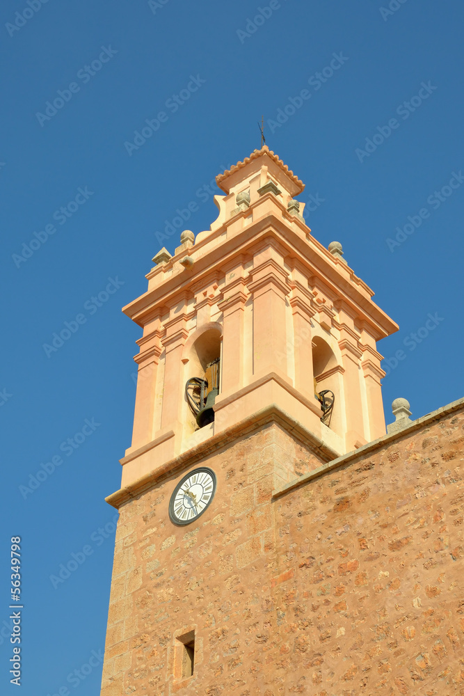 Bell tower in Chilches in Valencia, Spain