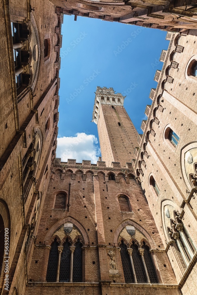 View from the yard of Palazzo Pubblico in Siena.