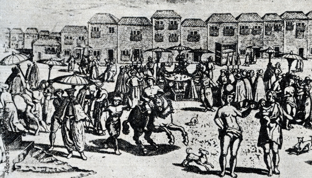 Obraz premium Market in Goa, India (16. century)