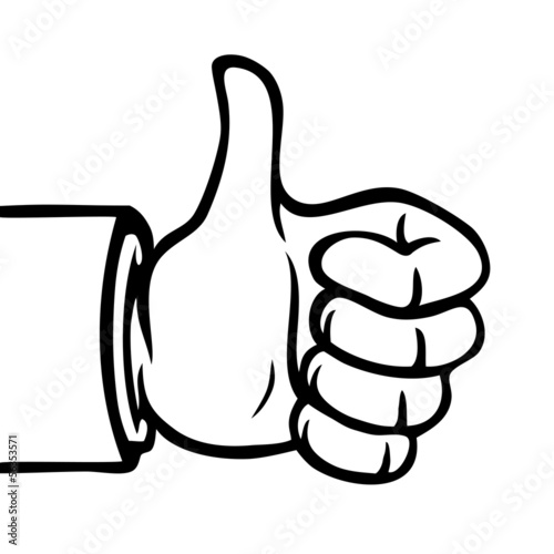 Black and white hand showing a thumbs up.