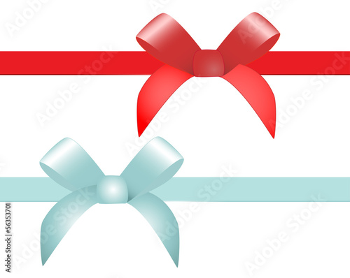 Red and blue vector gift bow and ribbon