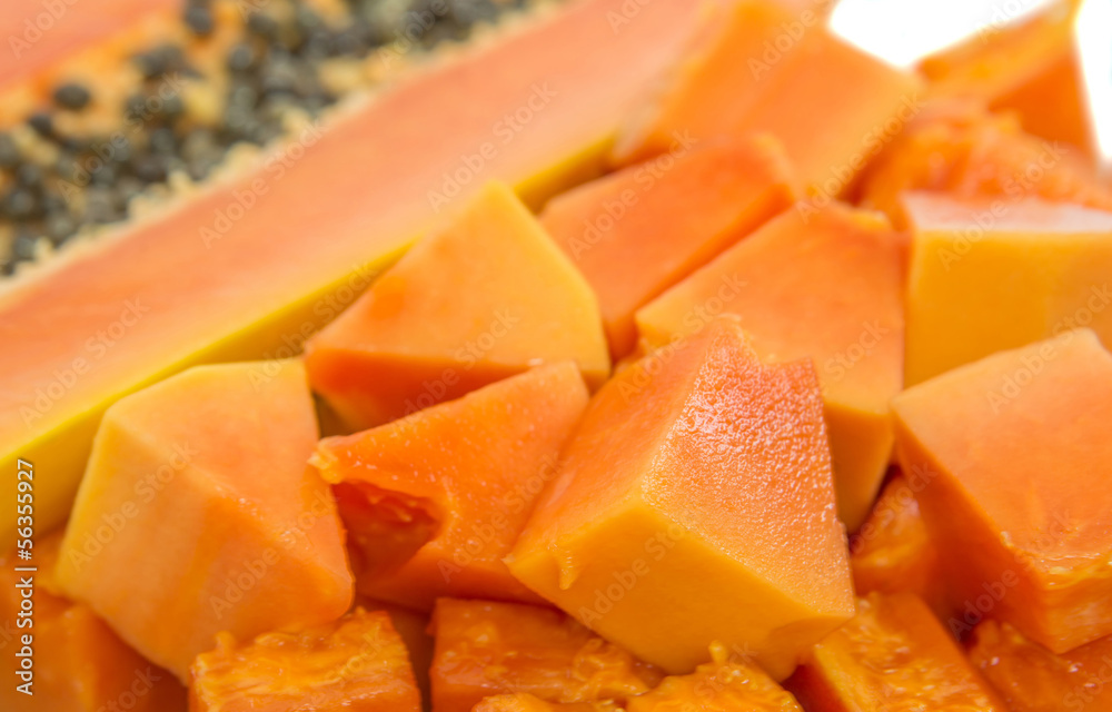 Close up view of papaya fruit Close up view of papaya fruit