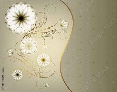 Elegant greeting card with flowers and gold monograms