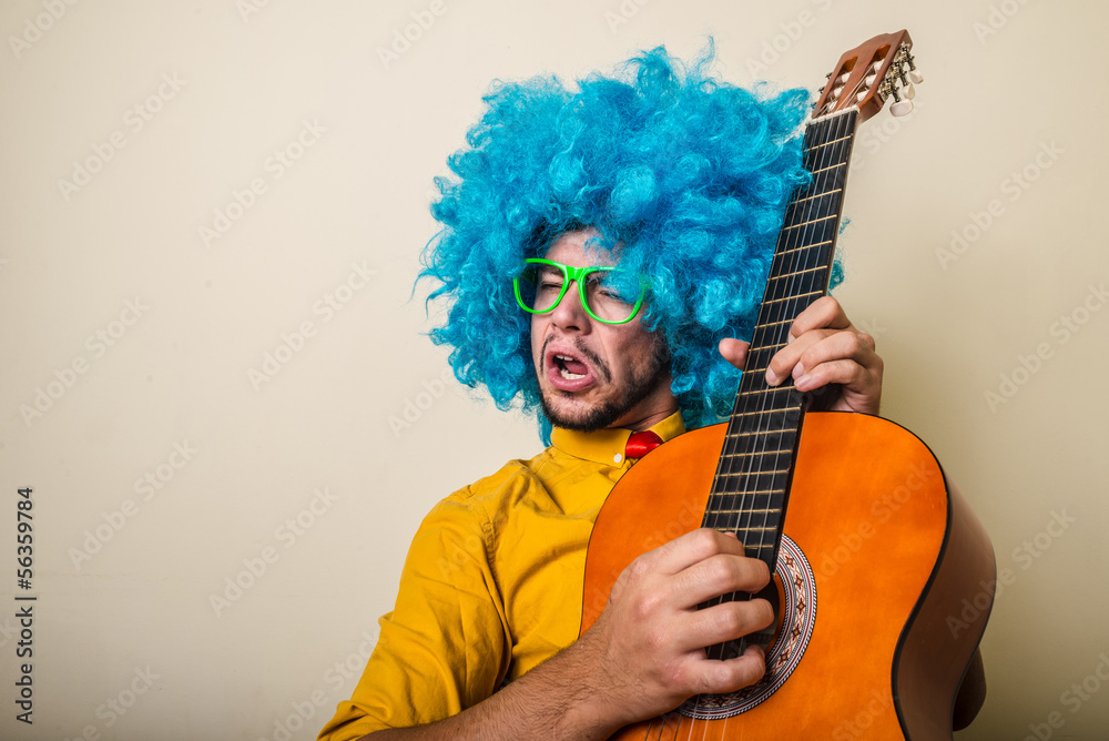 © Eugenio Marongiu - crazy funny young man with blue wig