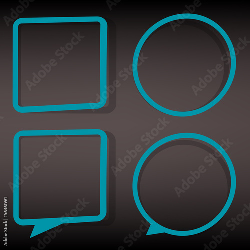 set of empty web sticker windows in circle and square shape