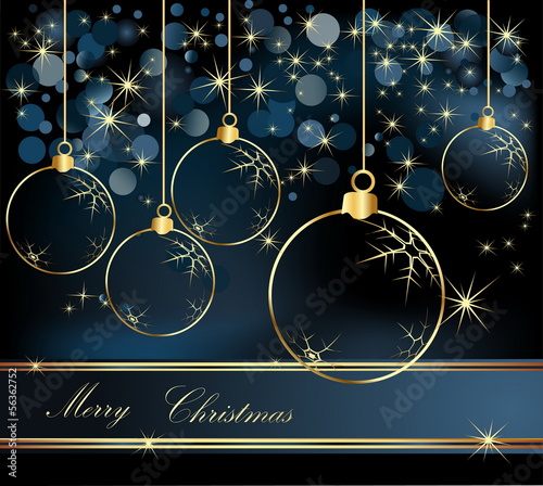Merry Christmas  background gold and blue