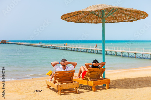 Relax on the beach at Red Sea in Egypt