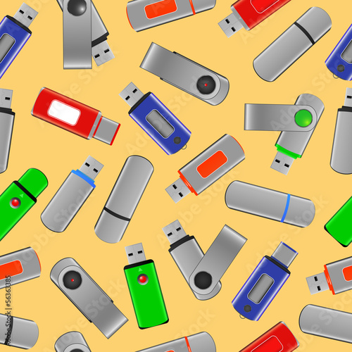Colorful USB flash drives, seamless pattern