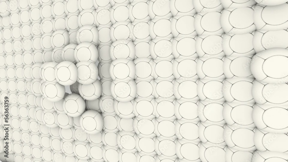 3D animation WHITE ANIMATED WHITE SPHERES WALL