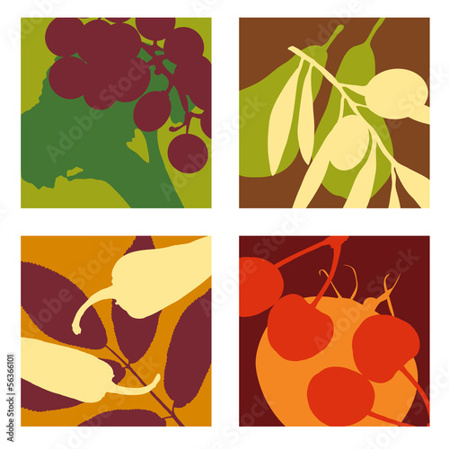 Modern abstract vector fruit and vegetable designs