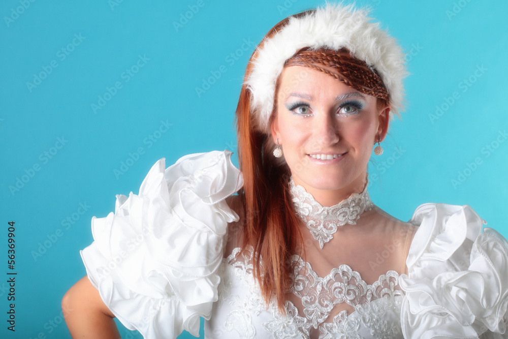 Beautiful ginger in a dress of Snow Queen