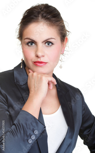 Modern business woman smiling and looking portrait isolated