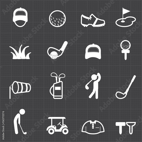 Golf sport icons and black background