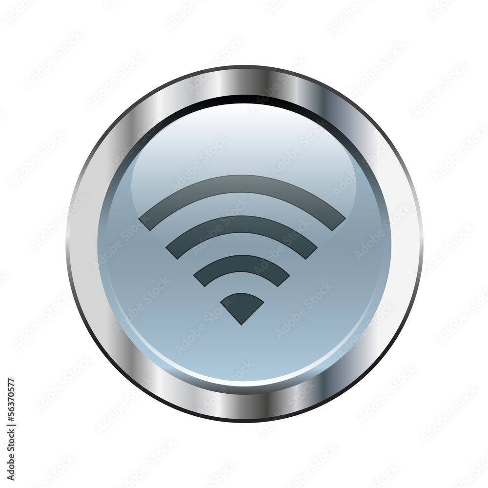 Gray wifi button with silver border Gray wifi button with silver border