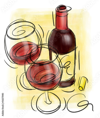 Wine Bottle and wine glasses