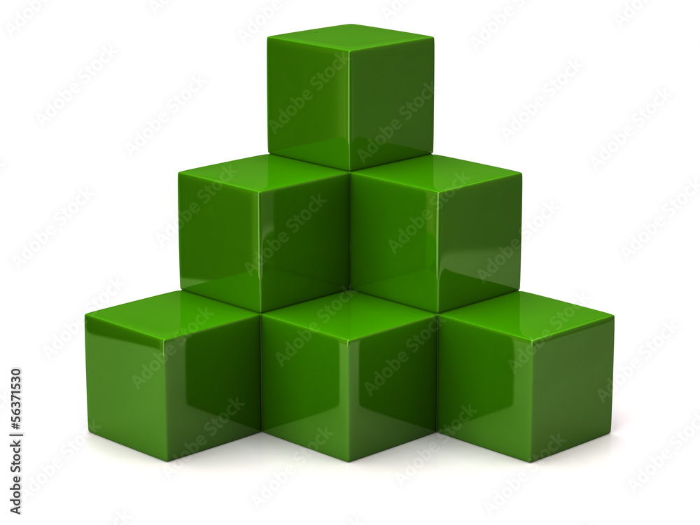 Pyramid of green cubes Pyramid of green cubes