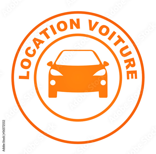 location voiture sur bouton web rond orange