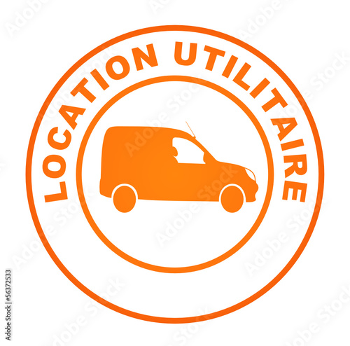 location utilitaire sur bouton web rond orange