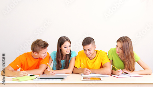 Group of young students sit...