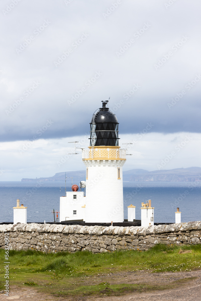 Dunnet Head Lighthouse with Orkney in the background, Highlands, Dunnet Head Lighthouse with Orkney in the background, Highlands,