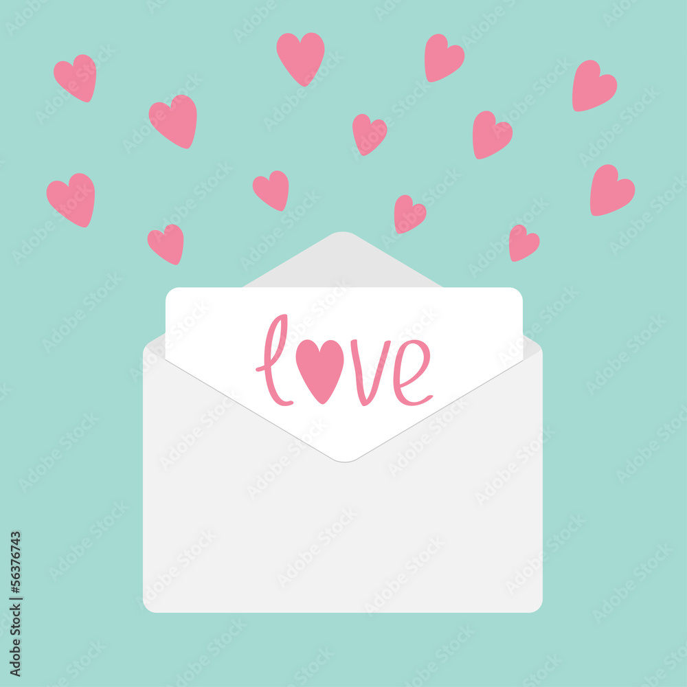 Envelope with hearts. Love card.