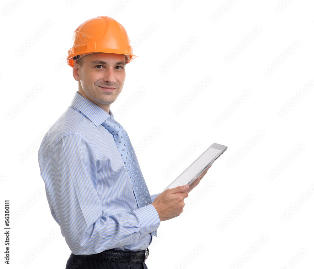 Young male architect wearing helmet Young male architect wearing helmet