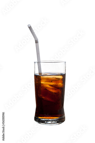 a glass of cola on white