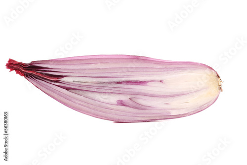 Organic red onion sliced in half