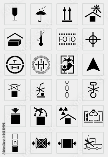 Vector black  marking cargo  icons set