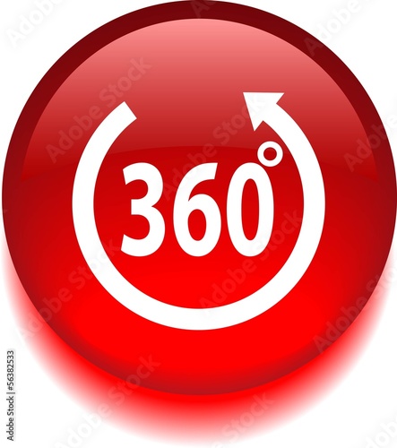 Векторная красная иконка с надписью 360 градусов