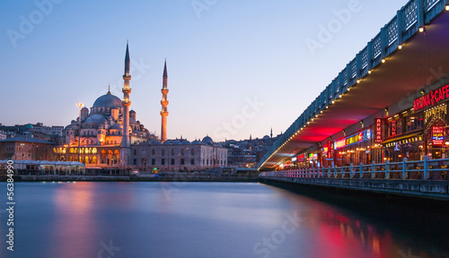 View on Galata Bridge in Istanbul, Turkey.