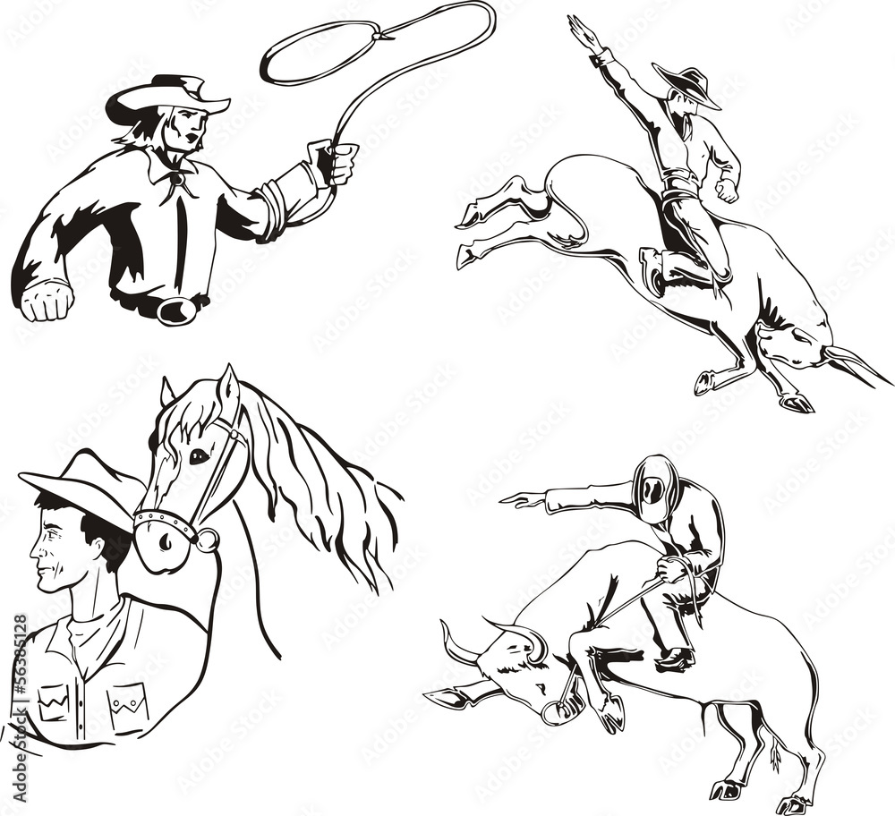 Fototapeta premium Set of cowboys