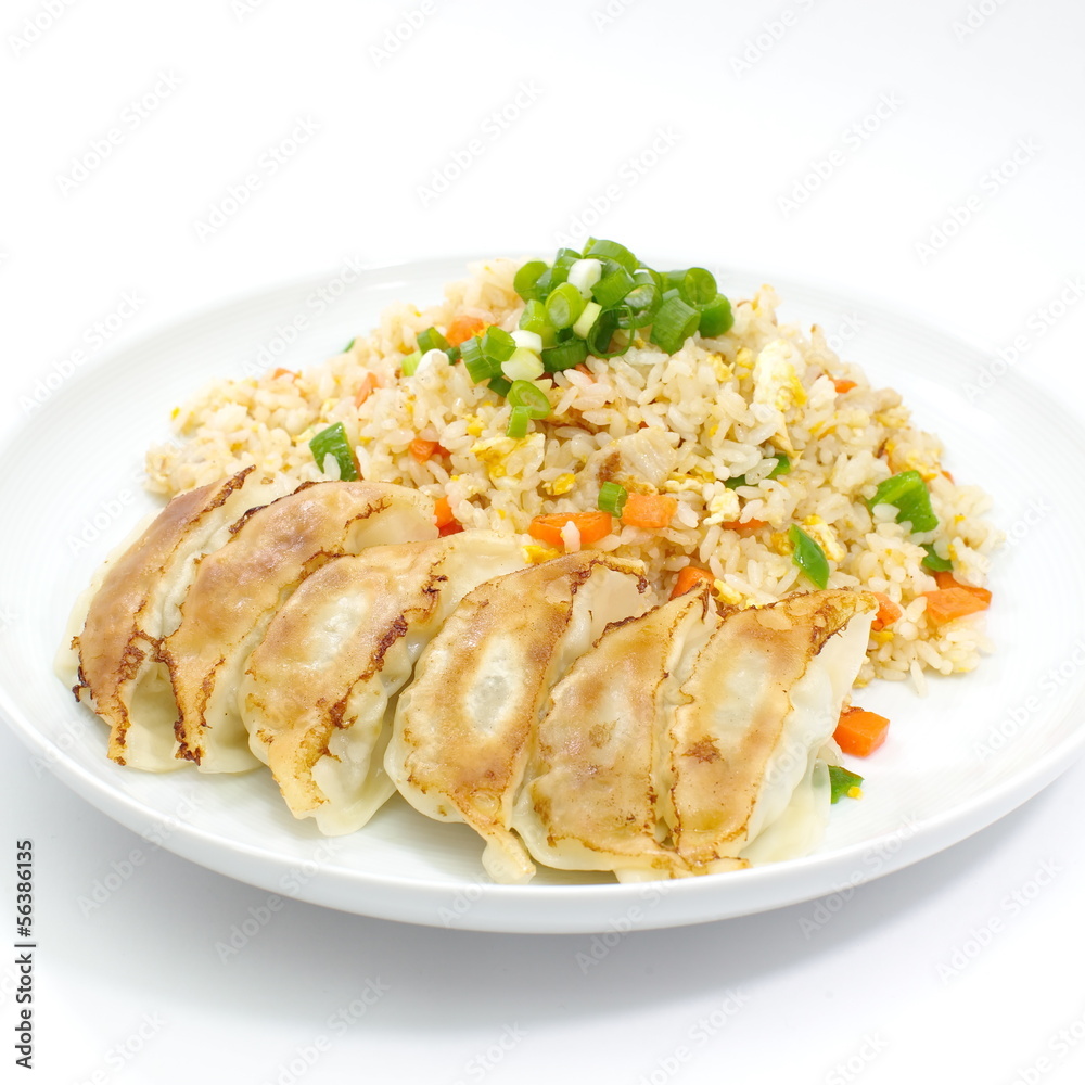 Fried rice with Fried dumplings set Fried rice with Fried dumplings set
