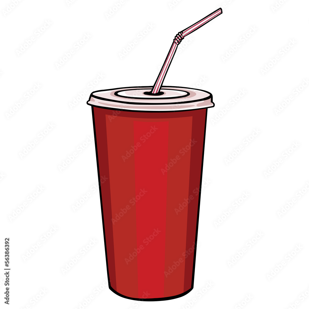 vector red plastic cup with lid and straw