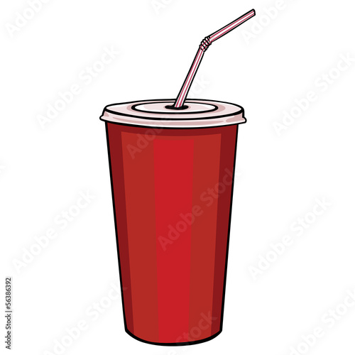 vector red plastic cup with lid and straw