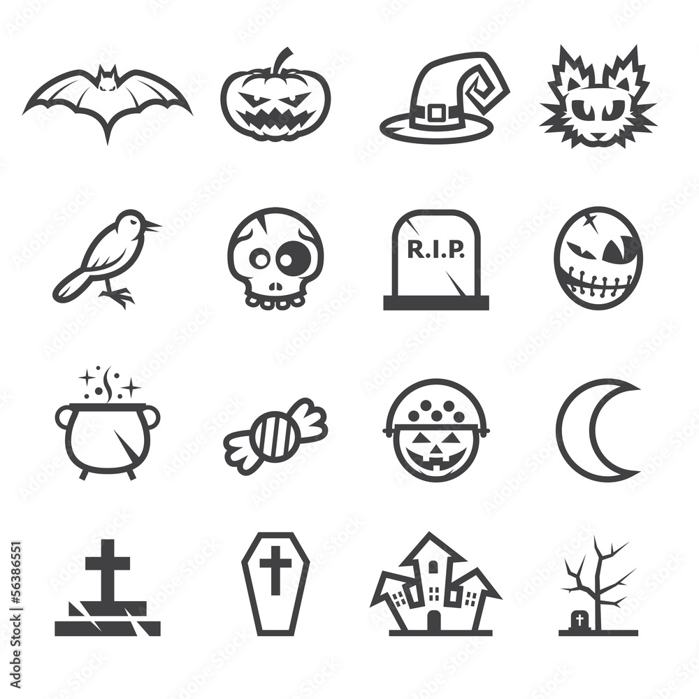 Fototapeta premium Halloween Icons with White Background