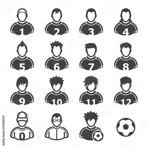Soccer Player Icons with White Background