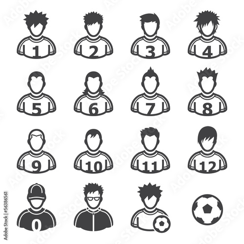 Soccer Player Icons with White Background