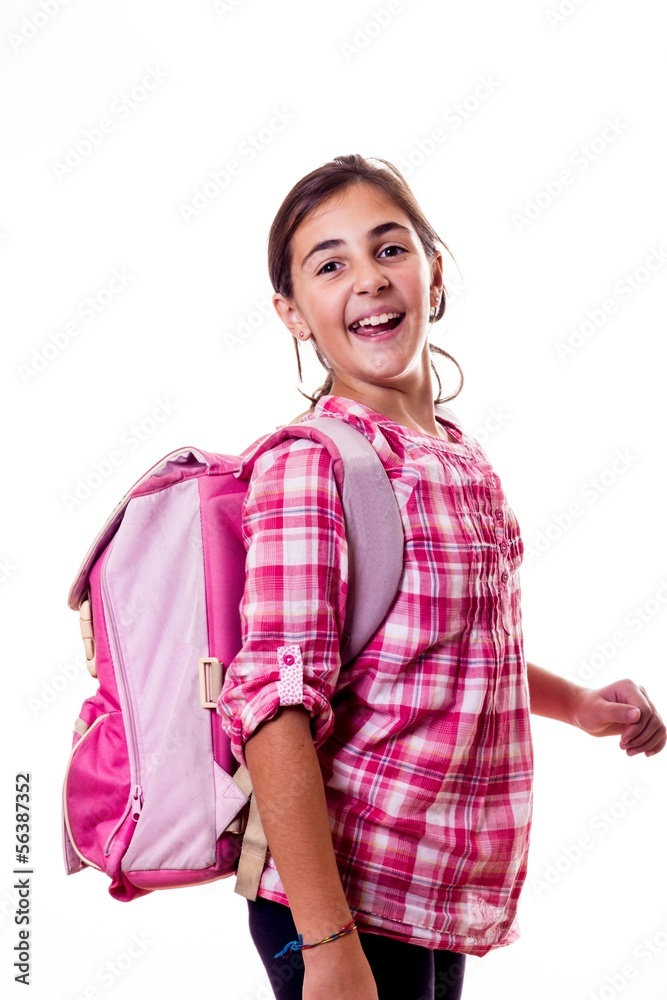 smiling little girl with backpack smiling little girl with backpack