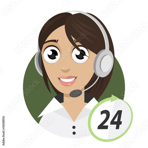Girl telephone operator, call center 24
